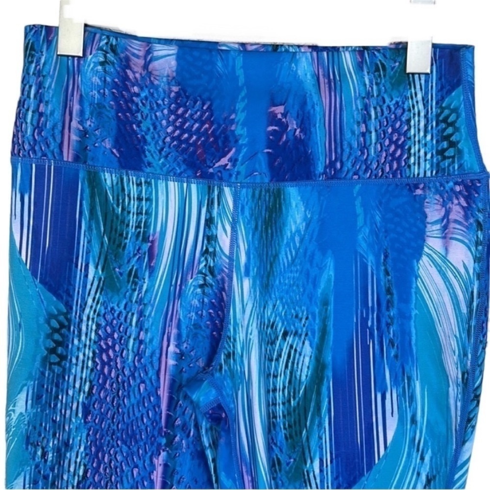 Reel Legends Keep It Cool Blue Coastal Print Athletic Leggings L - Picture 2 of 8